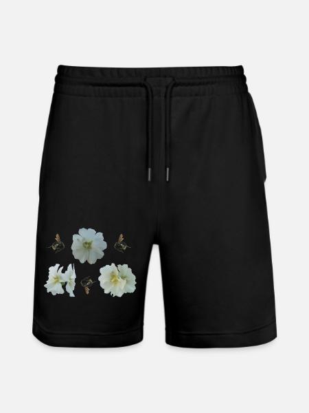 Hollyhocks with bumblebees - Stanley/Stella Trainer Unisex Organic Jogging Shorts - black