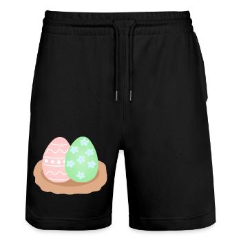 Pastel Easter Egg Duo in Nest - Stanley/Stella Trainer Unisex Organic Jogging Shorts - black - Front - Nik (191cm) & Marisol (170cm)