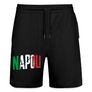 Napoli Italy Naples - Stanley/Stella Trainer Unisex Organic Jogging Shorts - black - Front - Nik (191cm) & Marisol (170cm)