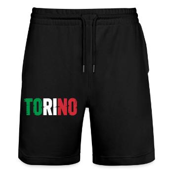 Torino, Italy - Stanley/Stella Trainer Unisex Organic Jogging Shorts - black - Front - Nik (191cm) & Marisol (170cm)