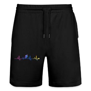 Heartbeat Cyclist Gradient - Stanley/Stella Trainer Unisex Organic Jogging Shorts - black - Front - Nik (191cm) & Marisol (170cm)