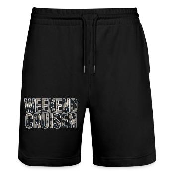 Autocollant de t-shirt de croisière du week-end pour les fans de tuning - Short de jogging bio TRAINER Stanley/Stella unisexe - noir - Devant - Nik (191cm) & Marisol (170cm)