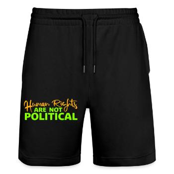 Human Rights Are Not Political Menschenrechte Logo - Stanley/Stella Unisex Bio Joggingshorts Trainer  - Schwarz - Vorne - Nik (191cm) & Marisol (170cm)