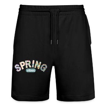 Flower Letters / Farbenfrohes Blumendesign - Stanley/Stella Unisex Bio Joggingshorts Trainer  - Schwarz - Vorne - Nik (191cm) & Marisol (170cm)