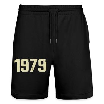 Jubilé 1979 - Short de jogging bio TRAINER Stanley/Stella unisexe - noir - Devant - Nik (191cm) & Marisol (170cm)