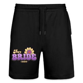 Braut - Junggesellinnenabschied 2026 JGA Damen - Stanley/Stella Unisex Bio Joggingshorts Trainer  - Schwarz - Vorne - Nik (191cm) & Marisol (170cm)