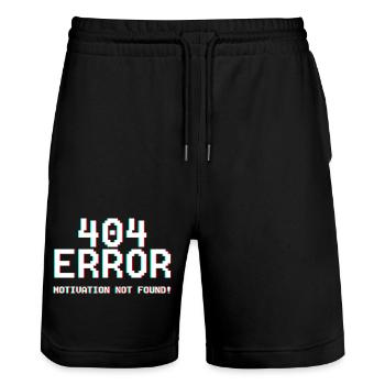 404 Fehler Motiv Glitch-Design - Stanley/Stella Unisex Bio Joggingshorts Trainer  - Schwarz - Vorne - Nik (191cm) & Marisol (170cm)