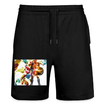 Lebendiger Tanz Regenbogenkonfetti - Stanley/Stella Unisex Bio Joggingshorts Trainer  - Schwarz - Vorne - Nik (191cm) & Marisol (170cm)