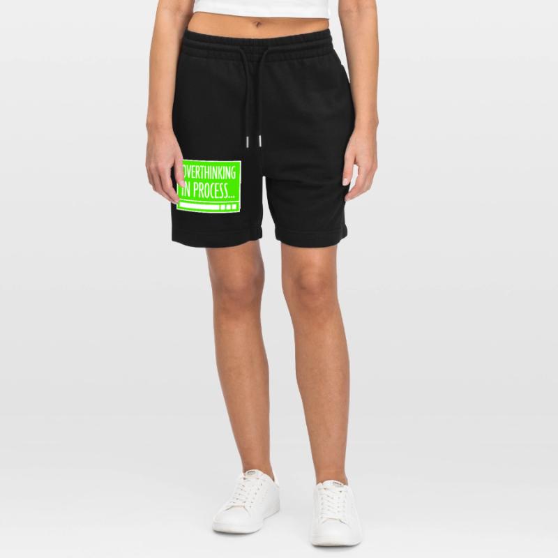 Overthinking In Process Funny Brooding Saying Logo Stanley/Stella Trainer Unisex Organic Jogging Shorts