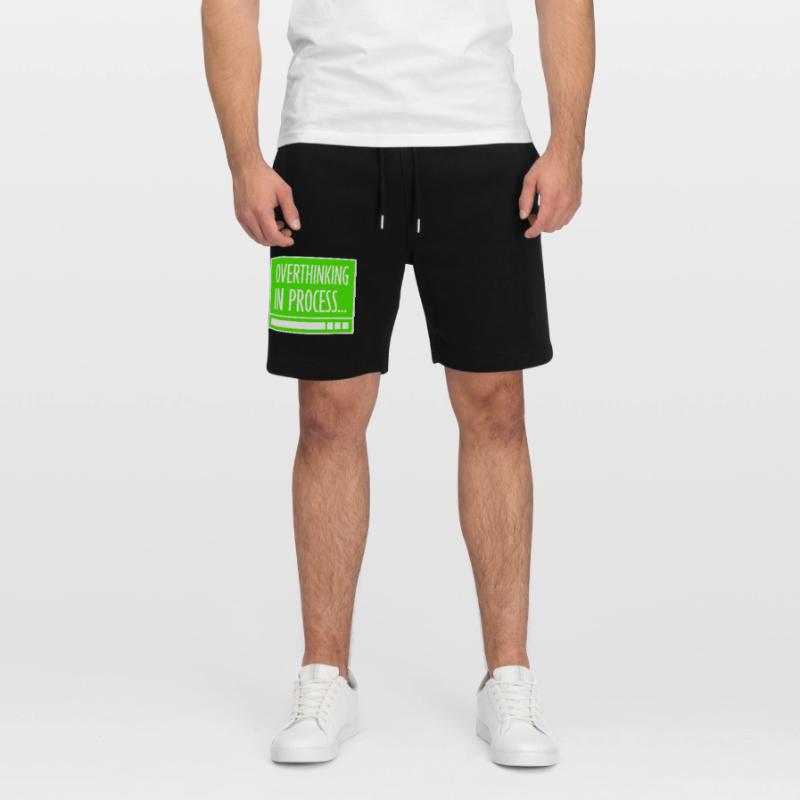 Overthinking In Process Funny Brooding Saying Logo Stanley/Stella Trainer Unisex Organic Jogging Shorts