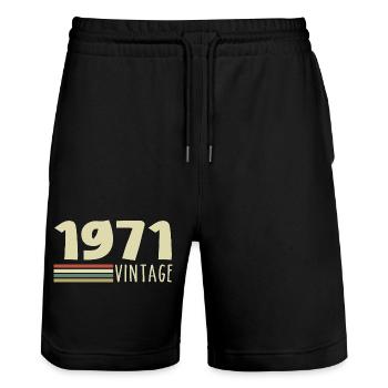1971-Anniversaire-1971-retro-1971 - Short de jogging bio TRAINER Stanley/Stella unisexe - noir - Devant - Nik (191cm) & Marisol (170cm)