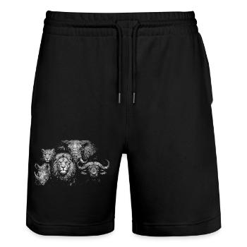 „Big Five“ - Stanley/Stella Unisex Bio Joggingshorts Trainer  - Schwarz - Vorne - Nik (191cm) & Marisol (170cm)