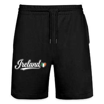 Scénario irlandais avec un cœur de drapeau Fan patriotique - Short de jogging bio TRAINER Stanley/Stella unisexe - noir - Devant - Nik (191cm) & Marisol (170cm)