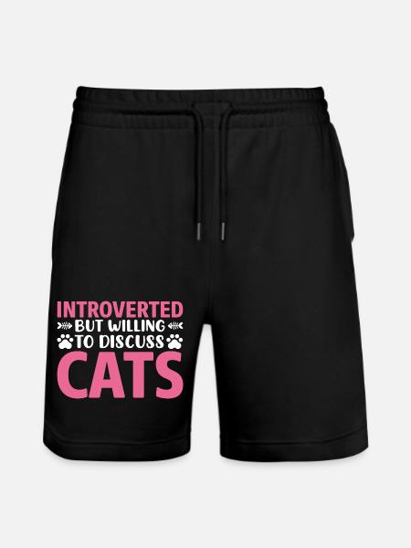 Introverted discuss with cat - Stanley/Stella Trainer Unisex Organic Jogging Shorts - black