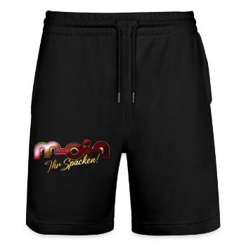 Moin ihr Spacken! - Stanley/Stella Unisex Bio Joggingshorts Trainer  - Schwarz - Vorne - Nik (191cm) & Marisol (170cm)
