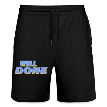 WELL DONE - Stanley/Stella Trainer Unisex Organic Jogging Shorts - black - Front - Nik (191cm) & Marisol (170cm)