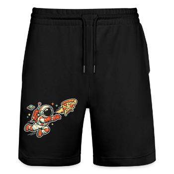Astronaut auf Pizzajagd - Stanley/Stella Unisex Bio Joggingshorts Trainer  - Schwarz - Vorne - Nik (191cm) & Marisol (170cm)