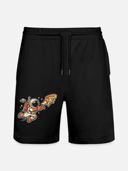 Astronaut auf Pizzajagd - Stanley/Stella Unisex Bio Joggingshorts Trainer - Schwarz