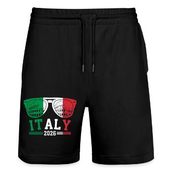 Italy 2026 Rome Colosseum Sunglasses - Stanley/Stella Trainer Unisex Organic Jogging Shorts - black - Front - Nik (191cm) & Marisol (170cm)