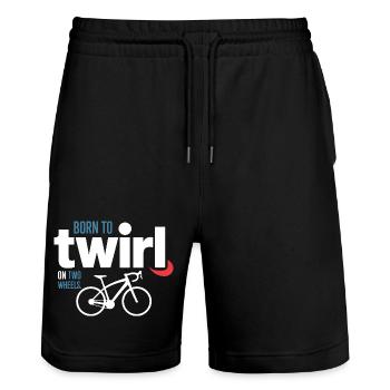 Professional Bicycle Acrobatics Elite Twirl  - Stanley/Stella Trainer Unisex Organic Jogging Shorts - black - Front - Nik (191cm) & Marisol (170cm)