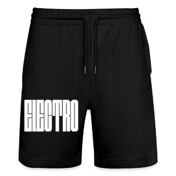 Glyphes verticaux monochromes - Short de jogging bio TRAINER Stanley/Stella unisexe - noir - Devant - Nik (191cm) & Marisol (170cm)