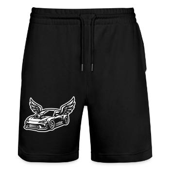 Sportwagen Symbol Auto Tuning - Stanley/Stella Unisex Bio Joggingshorts Trainer  - Schwarz - Vorne - Nik (191cm) & Marisol (170cm)