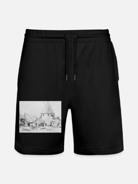Ols Kirke, Bornholm - Stanley/Stella Trainer Unisex Organic Jogging Shorts - black