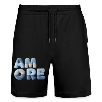 Patchwork Amore romantic gift for partner - Stanley/Stella Trainer Unisex Organic Jogging Shorts - black - Front - Nik (191cm) & Marisol (170cm)