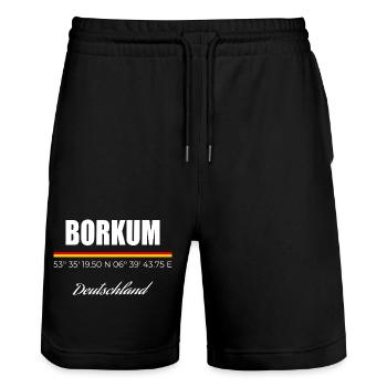 Borkum - Stanley/Stella Unisex Bio Joggingshorts Trainer  - Schwarz - Vorne - Nik (191cm) & Marisol (170cm)
