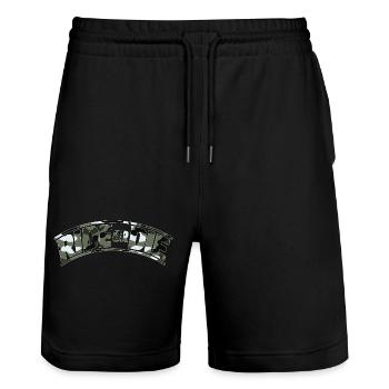 RIDE FOR DIE Camouflage Edition - Stanley/Stella Trainer Unisex Organic Jogging Shorts - black - Front - Nik (191cm) & Marisol (170cm)