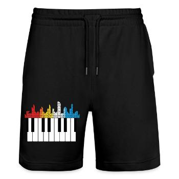 Piano Piano Musician Gift - Stanley/Stella Trainer Unisex Organic Jogging Shorts - black - Front - Nik (191cm) & Marisol (170cm)