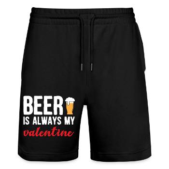 La bière est mon art de bière artisanale drôle de Saint-Valentin - Short de jogging bio TRAINER Stanley/Stella unisexe - noir - Devant - Nik (191cm) & Marisol (170cm)