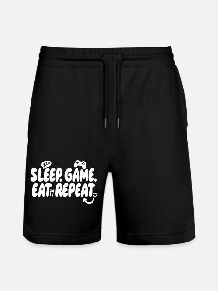 Sleep Game Food Repeat - Stanley/Stella Trainer Unisex Organic Jogging Shorts - black