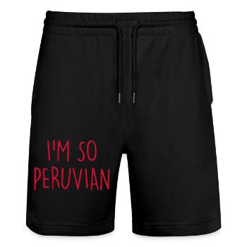 I'm so Peruvian Peru - Stanley/Stella Unisex Bio Joggingshorts Trainer  - Schwarz - Vorne - Nik (191cm) & Marisol (170cm)
