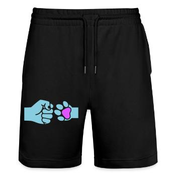 Faust Pfote Check Team - Stanley/Stella Unisex Bio Joggingshorts Trainer  - Schwarz - Vorne - Nik (191cm) & Marisol (170cm)
