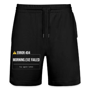 Error 404 - Morning.exe wurde nicht geladen - Stanley/Stella Unisex Bio Joggingshorts Trainer  - Schwarz - Vorne - Nik (191cm) & Marisol (170cm)