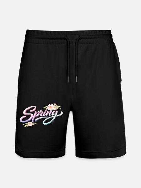 Spring lettering with flowers - Stanley/Stella Trainer Unisex Organic Jogging Shorts - black