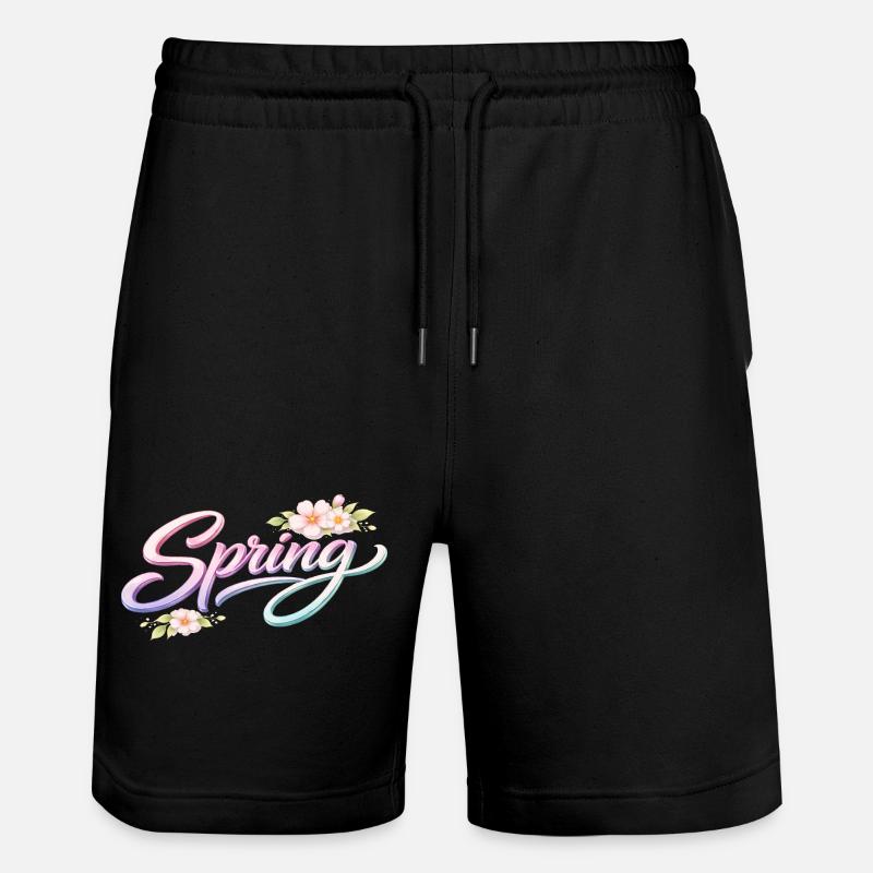 Spring lettering with flowers - Stanley/Stella Trainer Unisex Organic Jogging Shorts - black