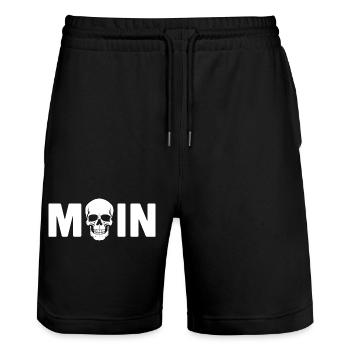 MOIN Greeting Northern Germany Skull Skull - Stanley/Stella Trainer Unisex Organic Jogging Shorts - black - Front - Nik (191cm) & Marisol (170cm)