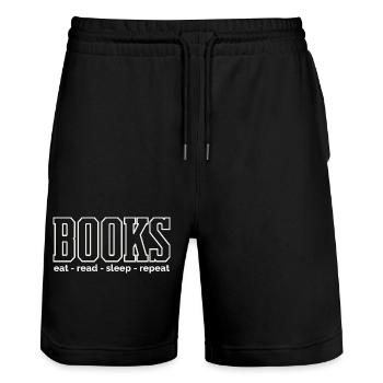 Bücherleben Rituale: Essen Lesen Schlafen - Stanley/Stella Unisex Bio Joggingshorts Trainer  - Schwarz - Vorne - Nik (191cm) & Marisol (170cm)