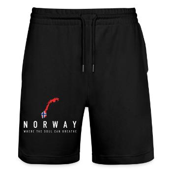 Norvège Nature Liberté Scandinavie Design - Short de jogging bio TRAINER Stanley/Stella unisexe - noir - Devant - Nik (191cm) & Marisol (170cm)