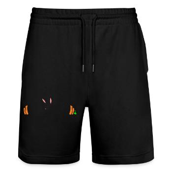 Hase Karotten Hantel Gewichte - Stanley/Stella Unisex Bio Joggingshorts Trainer  - Schwarz - Vorne - Nik (191cm) & Marisol (170cm)