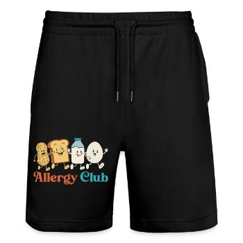 Club drôle d’allergie alimentaire Allergy Humour Peanut Dairy - Short de jogging bio TRAINER Stanley/Stella unisexe - noir - Devant - Nik (191cm) & Marisol (170cm)