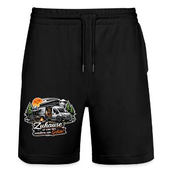 Zuhause: kein Ort, ein Gefühl - Stanley/Stella Unisex Bio Joggingshorts Trainer  - Schwarz - Vorne - Nik (191cm) & Marisol (170cm)