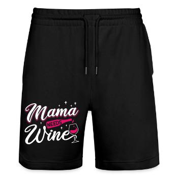 Mama Needs Wine Funny Motherhood Quote Art - Stanley/Stella Unisex Bio Joggingshorts Trainer  - Schwarz - Vorne - Nik (191cm) & Marisol (170cm)