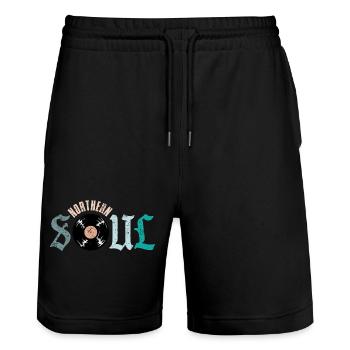 Northern Soul Music Vinyl - Stanley/Stella Unisex Bio Joggingshorts Trainer  - Schwarz - Vorne - Nik (191cm) & Marisol (170cm)