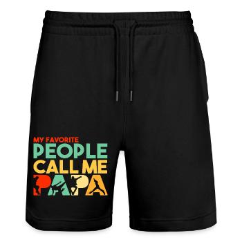 Parkour Papa Traceur Silhouette Retro Sportkunst - Stanley/Stella Unisex Bio Joggingshorts Trainer  - Schwarz - Vorne - Nik (191cm) & Marisol (170cm)