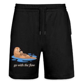 Otter Duo : Laisse Aller avec le Courant - Short de jogging bio TRAINER Stanley/Stella unisexe - noir - Devant - Nik (191cm) & Marisol (170cm)