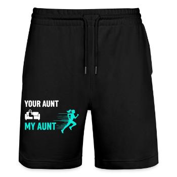 Deine Tante Meine Tante - Stanley/Stella Unisex Bio Joggingshorts Trainer  - Schwarz - Vorne - Nik (191cm) & Marisol (170cm)