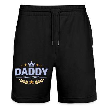 Daddy Since 2026 – Proud Dad Design - Stanley/Stella Trainer Unisex Organic Jogging Shorts - black - Front - Nik (191cm) & Marisol (170cm)